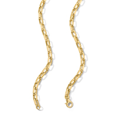 Graduated Oval Link Rolo Chain Necklace in Hollow 18K Gold - 18"