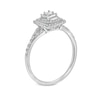 0.25 CT. T.W. Princess-Cut Diamond Double Cushion Frame Split Shank Vintage-Style Engagement Ring in 10K White Gold