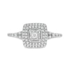 0.25 CT. T.W. Princess-Cut Diamond Double Cushion Frame Split Shank Vintage-Style Engagement Ring in 10K White Gold