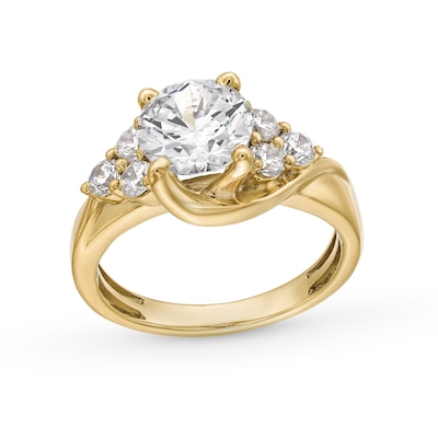 2.50 CT. T.W. Certified Lab-Created Diamond Tri-Sides Bypass Engagement Ring in 14K Gold (F/VS2)