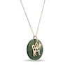 20.0mm Jade Dog Chinese Zodiac Disc Pendant in 14K Gold