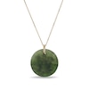 20.0mm Jade Dog Chinese Zodiac Disc Pendant in 14K Gold