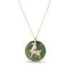 20.0mm Jade Goat Chinese Zodiac Disc Pendant in 14K Gold