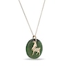 20.0mm Jade Goat Chinese Zodiac Disc Pendant in 14K Gold