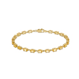 Sideways Oval Citrine Link Bracelet in Sterling Silver with 14K Gold Plate - 7.25&quot;