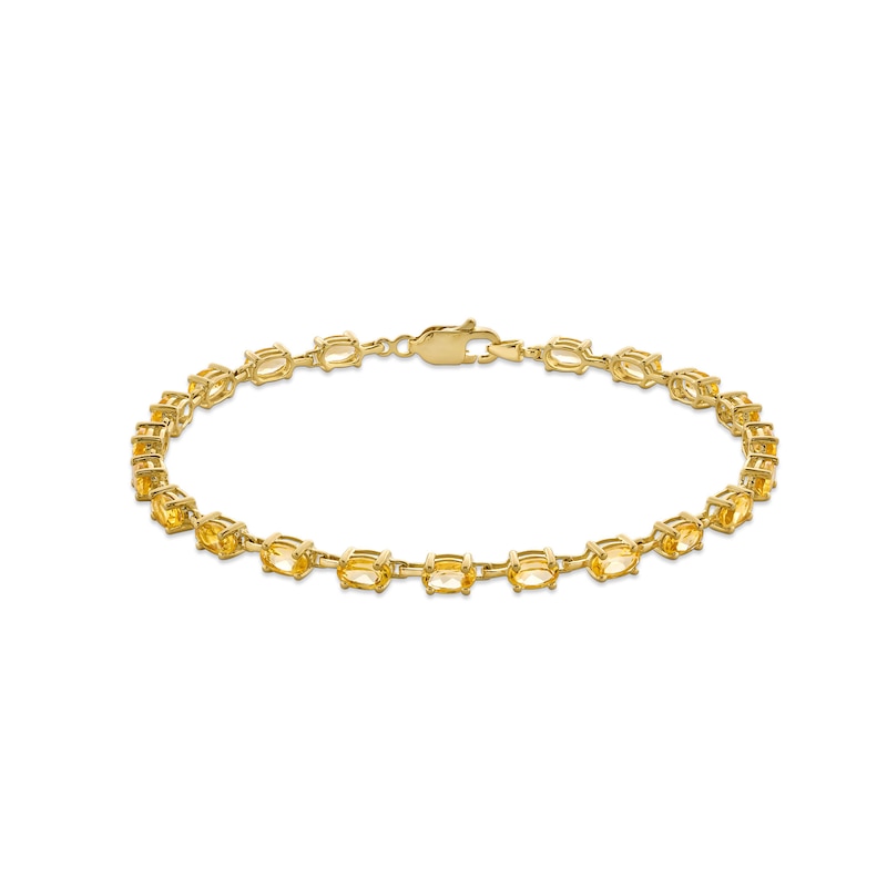 Sideways Oval Citrine Link Bracelet in Sterling Silver with 14K Gold Plate - 7.25"