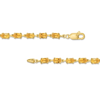 Sideways Oval Citrine Link Bracelet in Sterling Silver with 14K Gold Plate - 7.25"