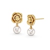 Thumbnail Image 1 of 7.5-8.0mm Freshwater Cultured Pearl Flower Drop Earrings in Sculpted Hollow 14K Gold