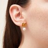 Thumbnail Image 2 of 7.5-8.0mm Freshwater Cultured Pearl Flower Drop Earrings in Sculpted Hollow 14K Gold