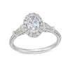 Thumbnail Image 1 of 1.50 CT. T.W. Oval Certified Lab-Created Diamond Frame Collar Engagement Ring in 14K White Gold (F/VS2)