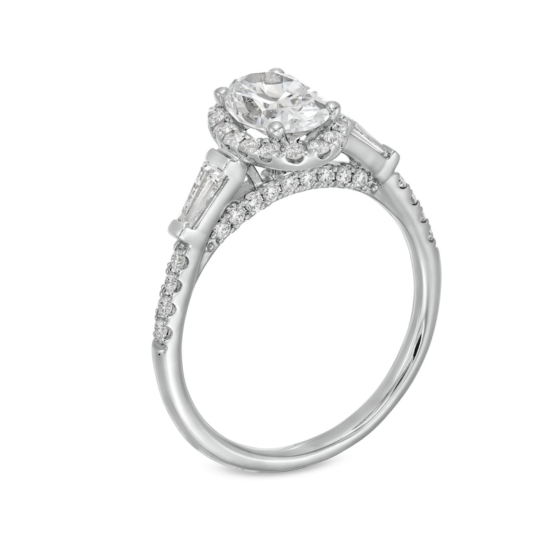 Main Image 3 of 1.50 CT. T.W. Oval Certified Lab-Created Diamond Frame Collar Engagement Ring in 14K White Gold (F/VS2)