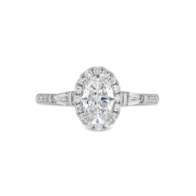 1.50 CT. T.W. Oval Certified Lab-Created Diamond Frame Collar Engagement Ring in 14K White Gold (F/VS2)