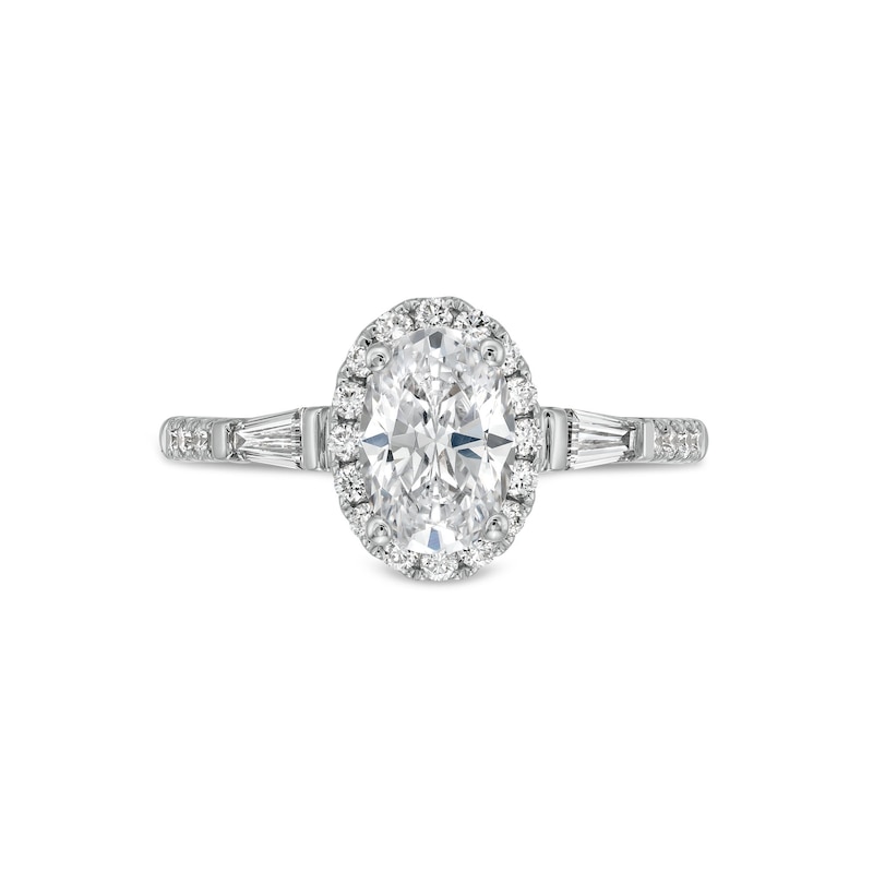 Main Image 4 of 1.50 CT. T.W. Oval Certified Lab-Created Diamond Frame Collar Engagement Ring in 14K White Gold (F/VS2)