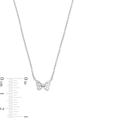 Child's Vera Wang Love Collection White Topaz Butterfly Necklace in Sterling Silver - 16”