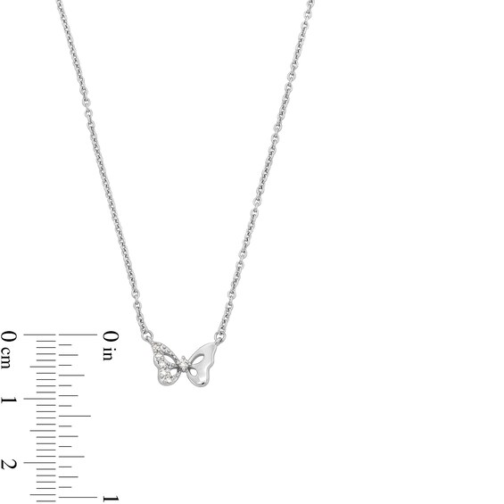 Child's Vera Wang Love Collection White Topaz Butterfly Necklace in Sterling Silver - 16”