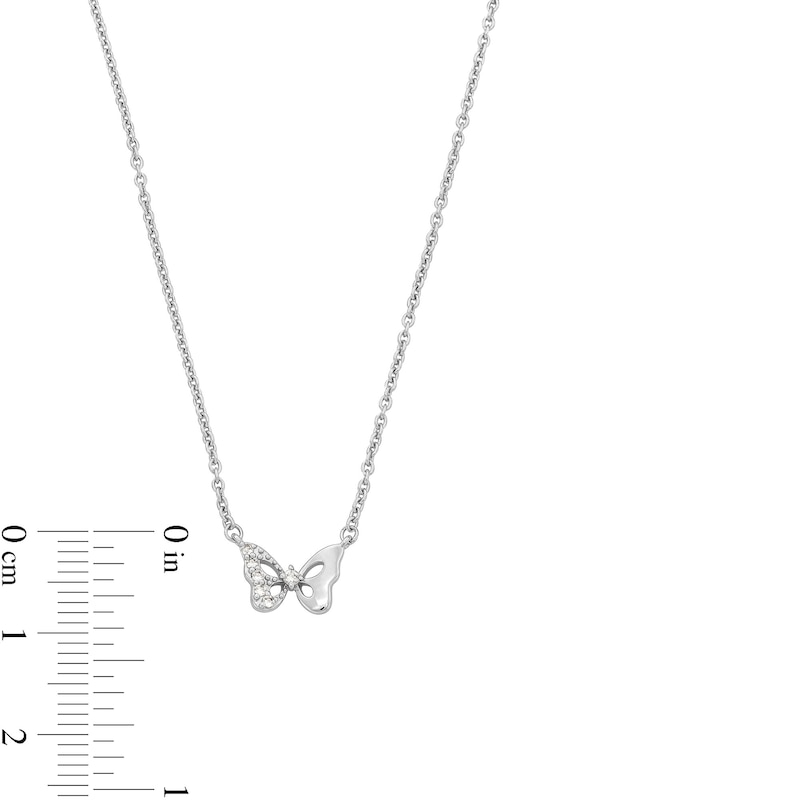 Child's Vera Wang Love Collection White Topaz Butterfly Necklace in Sterling Silver - 16”