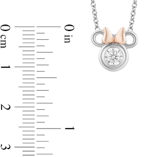 Disney Treasures Minnie Mouse 0.23 CT. Diamond Solitaire Necklace in Sterling Silver and 10K Rose Gold