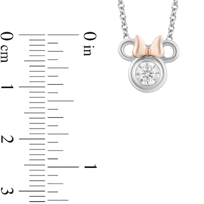 Disney Treasures Minnie Mouse 0.23 CT. Diamond Solitaire Necklace in Sterling Silver and 10K Rose Gold