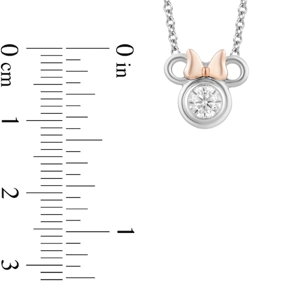 Disney Treasures Minnie Mouse 0.23 CT. Diamond Solitaire Necklace in Sterling Silver and 10K Rose Gold