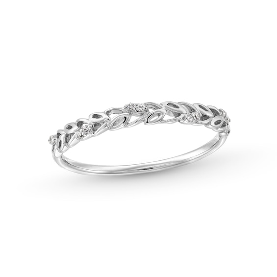 Diamond Accent Leaf Stackable Anniversary Band in 10K Gold