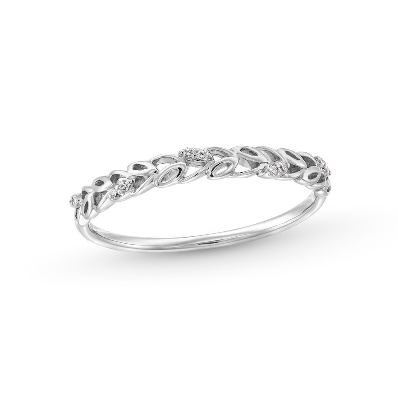 Main Image 1 of Diamond Accent Leaf Stackable Anniversary Band in 10K White Gold