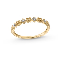 Diamond Accent Clover Alternating Vintage-Style Stackable Anniversary Band in 10K Gold