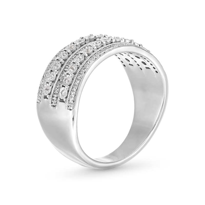 0.25 CT. T.W. Diamond Multi-Row Vintage-Style Anniversary Band in Sterling Silver