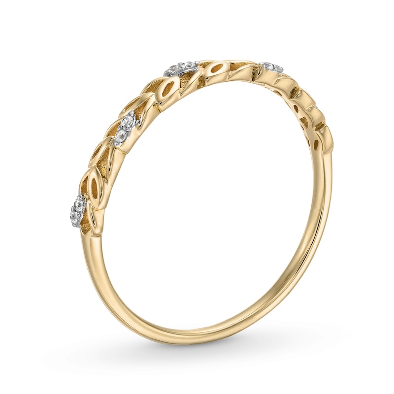 Main Image 3 of Diamond Accent Leaf Stackable Anniversary Band in 10K Gold