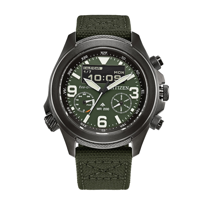 Main Image 1 of Men’s Citizen Eco-Drive® Promaster Land Grey IP Strap Watch with Green Dial (Model: JV1005-02W)