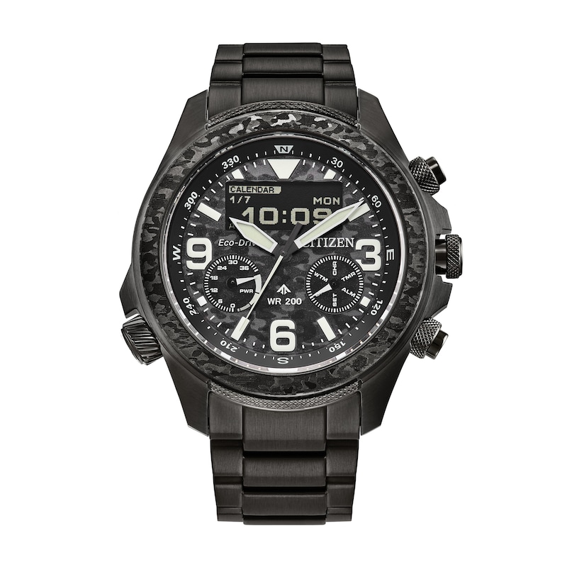 Limited Edition Men’s Citizen Eco-Drive® Promaster Land Grey IP Chronograph Watch with Black Dial (Model: JV1008-63E)