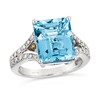 Thumbnail Image 1 of Le Vian® Emerald-Cut Blue Topaz and 0.31 CT. T.W. Diamond Split Shank Ring in 14K Vanilla Gold®