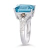 Le Vian® Emerald-Cut Blue Topaz and 0.31 CT. T.W. Diamond Split Shank Ring in 14K Vanilla Gold®