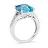 Thumbnail Image 3 of Le Vian® Emerald-Cut Blue Topaz and 0.31 CT. T.W. Diamond Split Shank Ring in 14K Vanilla Gold®