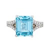 Thumbnail Image 4 of Le Vian® Emerald-Cut Blue Topaz and 0.31 CT. T.W. Diamond Split Shank Ring in 14K Vanilla Gold®