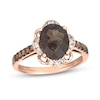 Thumbnail Image 0 of Le Vian® Oval Chocolate Quartz® and 0.40 CT. T.W. Diamond Scallop Frame Ring in 14K Strawberry Gold®