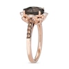 Thumbnail Image 1 of Le Vian® Oval Chocolate Quartz® and 0.40 CT. T.W. Diamond Scallop Frame Ring in 14K Strawberry Gold®