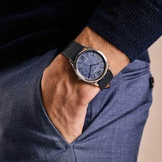 Unisex Citizen Eco-Drive® Dress Classic Blue Leather Strap Watch with Blue Dial (Model: AR3120-08L)