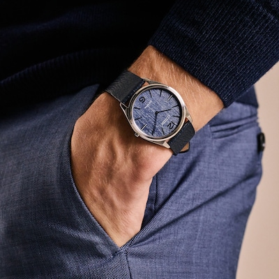 Unisex Citizen Eco-Drive® Dress Classic Blue Leather Strap Watch with Blue Dial (Model: AR3120-08L)