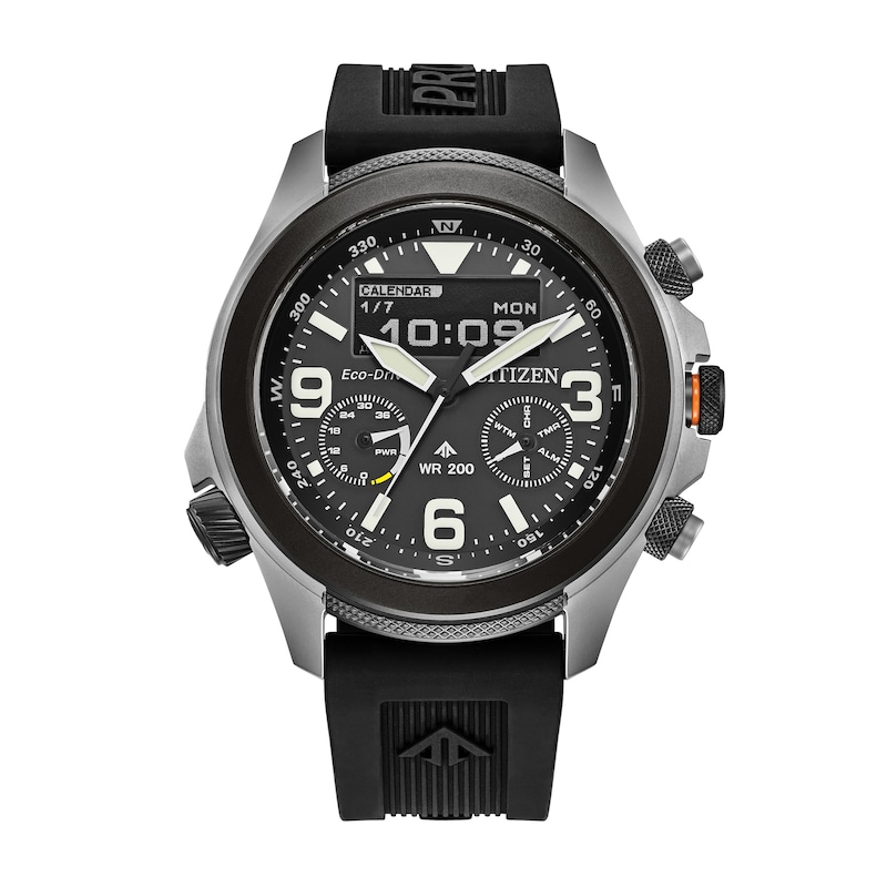 Main Image 1 of Men’s Citizen Eco-Drive® Promaster Land Black Rubber Strap Watch with Black Dial (Model: JV1007-07E)