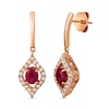 Thumbnail Image 1 of Le Vian® Oval Certified Passion Ruby™ and 0.33 CT. T.W. Nude Diamond™ Marquise Drop Earrings in 14K Strawberry Gold®