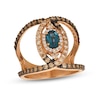 Thumbnail Image 0 of Le Vian® Oval Deep Sea Blue Topaz™ and 1.02 CT. T.W. Diamond Crossover Loop Ring in 14K Strawberry Gold®