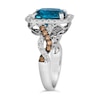 Thumbnail Image 1 of Le Vian® Cushion-Cut Deep Sea Blue Topaz™ and 0.83 CT. T.W. Diamond Frame Twist Shank Ring in 14K Vanilla Gold®