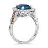 Thumbnail Image 2 of Le Vian® Cushion-Cut Deep Sea Blue Topaz™ and 0.83 CT. T.W. Diamond Frame Twist Shank Ring in 14K Vanilla Gold®