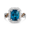 Thumbnail Image 3 of Le Vian® Cushion-Cut Deep Sea Blue Topaz™ and 0.83 CT. T.W. Diamond Frame Twist Shank Ring in 14K Vanilla Gold®