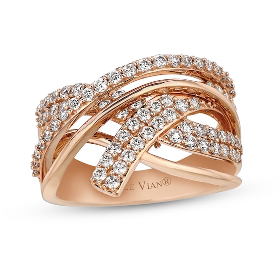 Le Vian® 0.95 CT. T.W. Vanilla Diamond® Multi-Row Crossover Ring in 14K Strawberry Gold®