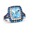 Thumbnail Image 0 of Le Vian® Sea Blue Aquamarine® and Blueberry Sapphire™ with Diamond Double Cushion Frame Ring in 14K Vanilla Gold®