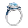 Le Vian® Sea Blue Aquamarine® and Blueberry Sapphire™ with Diamond Double Cushion Frame Ring in 14K Vanilla Gold®