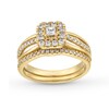 0.62 CT. T.W. Princess-Cut Canadian Certified Centre Diamond Cushion Frame Split Shank Bridal Set in 10K Gold (I/I2)