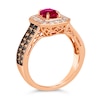 Thumbnail Image 3 of Le Vian® Oval Passion Ruby™ and 0.84 CT. T.W. Diamond Frame Double Row Vintage-Style Ring in 14K Strawberry Gold®