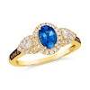 Thumbnail Image 0 of Le Vian® Oval Blueberry Sapphire™ and 0.46 CT. T.W. Diamond Collar Frame Ring in 14K Honey Gold™